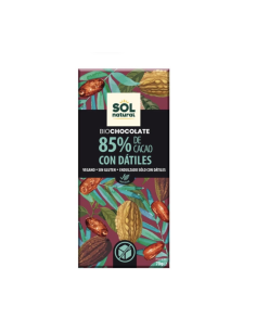 TABLETA DE CHOCOLATE 85% CACAO CON DÁTILES BIO 70 GR SOL... 2