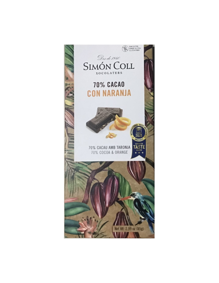 TABLETA CHOCOLATE 70% CACAO CON NARANJA 85 GR SIMÓN COLL