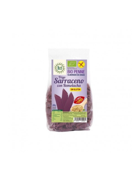PENNE DE TRIGO SARRACENO, REMOLACHA Y LINO BIO 250 GR SOL NATURAL