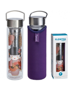 TERMO  GEISHA FLOWTEA, CRISTAL, FUNDA Y FILTRO 0,35 L. 2