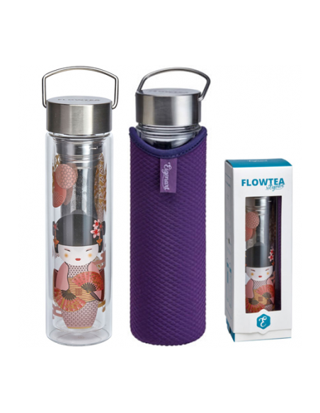 TERMO  GEISHA FLOWTEA, CRISTAL, FUNDA Y FILTRO 0,35 L.