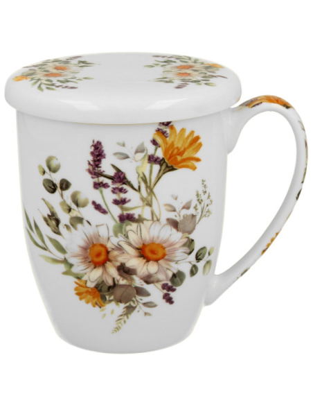 TAZA MARGARITA PORCELANA CON FILTRO Y TAPA 0.35 L