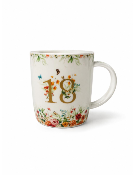 TAZA FELICES 18 PORCELANA 450 ML CAJA REGALO