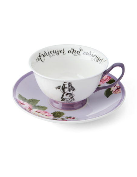 TAZA CON PLATO COLOR ALICIA EN EL PAÍS DE LAS MARAVILLAS 140 ML V&A