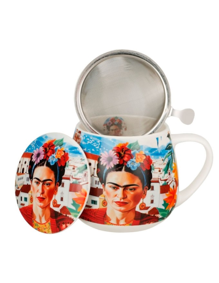TAZA FRIDA KHALO RED 0.4 L FILTRO Y TAPA