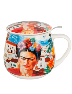 TAZA FRIDA KHALO RED 0.4 L FILTRO Y TAPA