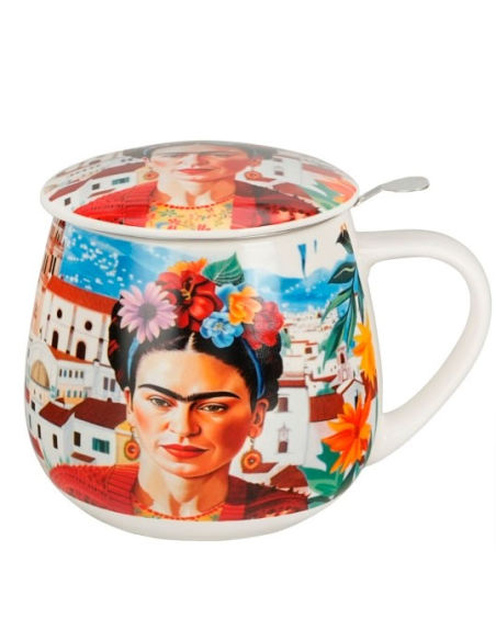 TAZA FRIDA KHALO RED 0.4 L FILTRO Y TAPA