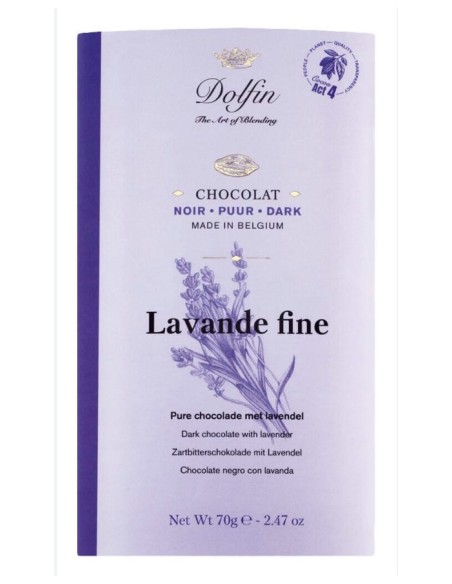TABLETA CHOCOLATE NEGRO CON LAVANDA 70 GR DOLFIN