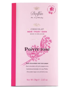 TABLETA DE CHOCOLATE NEGRO CON PIMIENTA Y ROSA 70 GR DOLFIN 2