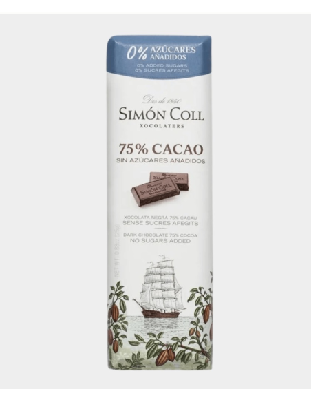 CHOCOLATINA 75% CACAO SIN AZÚCAR 25 GR AMATLLER