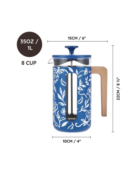 CAFETERA PRENSA FRANCESA FLORAL COLECCION ARTISTA 8 TAZAS LTBE