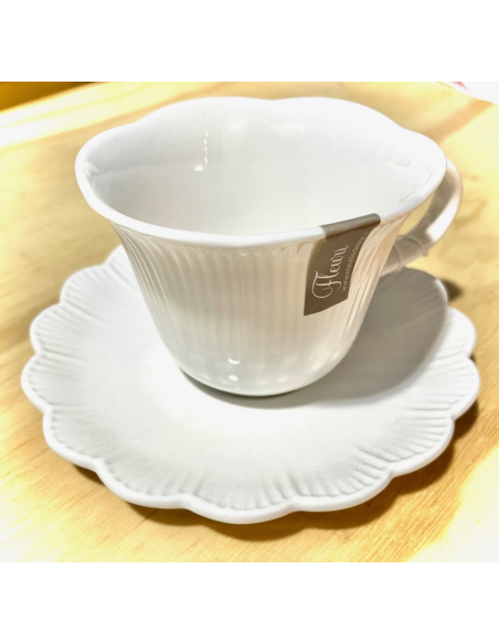 TAZA FLEURI WHITE CON PLATO 250 ML EASYLIFE