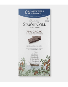 TABLETA CHOCOLATE 75% CACAO SIN AZUCAR 85 GR SIMÓN COLL 2