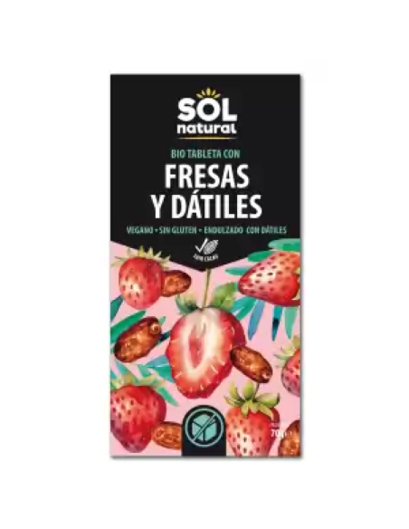 TABLETA CACAO CON FRESAS Y DÁTILES BIO 70 GR SOL NATURAL