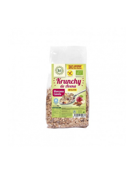 KRUNCHY GRANOLA DE AVENA CON MANZANA Y CANELA SIN GLUTEN BIO. 350 GR. SOL NATURAL