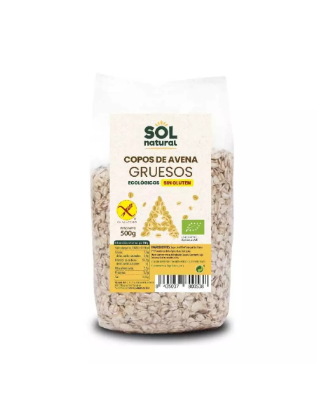 COPOS DE AVENA GRUESOS SIN GLUTEN BIO 500 GR SOL NATURAL