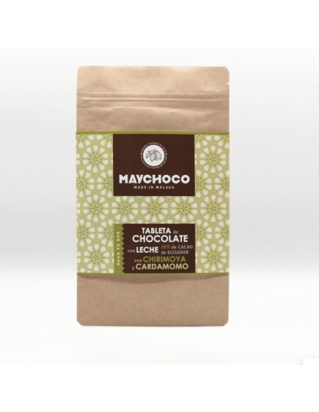 CHOCOLATE CON LECHE 55 % CACAO ECUADOR CON CHIRIMOYA Y CARDAMOMO MAYCHOCO