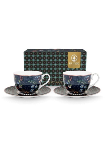 SET 2 TAZAS CON PLATO BERRY BLUES PIP...