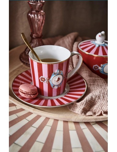 SET 2 TAZAS LOVE BIRDS MEDALLION RED...