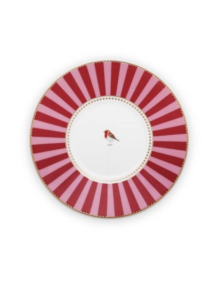 TAZA CON PLATO LOVE BIRDS MEDALLION RED PINK 200 ML PIP STUDIO