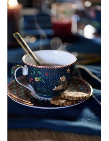 SET 2 TAZAS CON PLATO BERRY BLUES PIP...