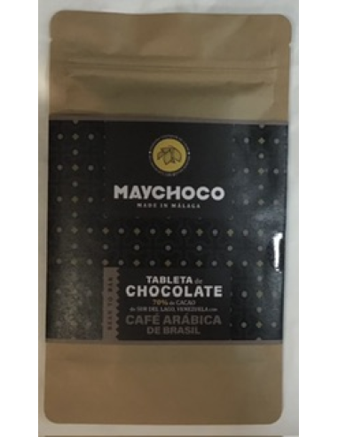 CHOCOLATE 70% CACAO VENEZUELA Y CAFÉ BRASIL 70 GR MAYCHOCO