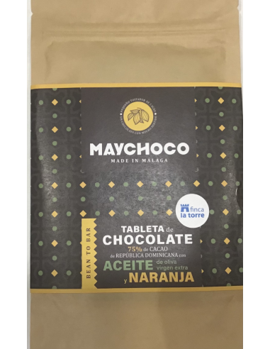 CHOCOLATE 75% AOVE Y NARANJA 70 GR MAYCHOCO