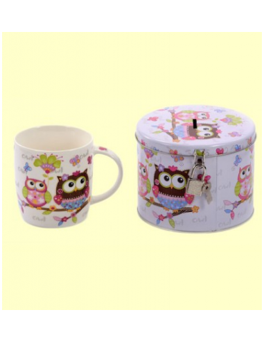 TAZA TULLÍA, PORCELANA 0.25L CON LATA HUCHA