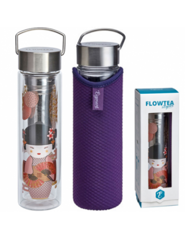 TERMO  GEISHA FLOWTEA, CRISTAL, FUNDA Y FILTRO 0,35 L.