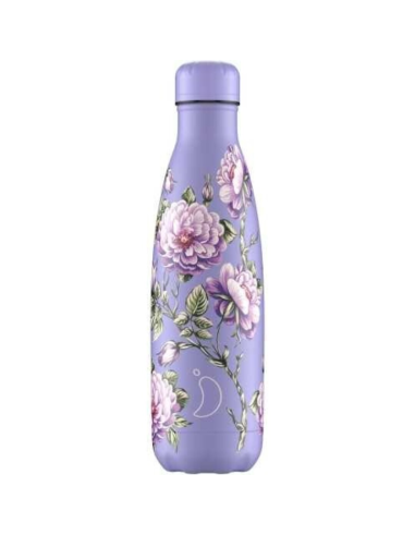 BOTELLA CHILLYS FLORAL VIOLETAS ROSAS 500 ML