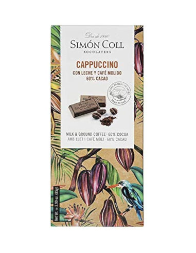 TABLETA CHOCOLATE LECHE 60% CACAO Y CAFÉ 85 GR SIMÓN COLL