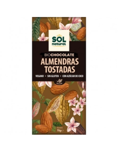 TABLETA CHOCOLATE CON ALMENDRAS TOSTADAS 70 GR SOL NATURAL