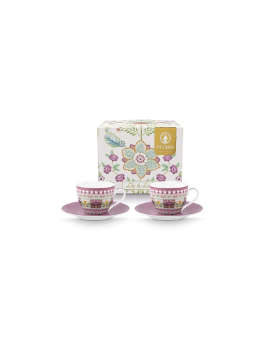 SET 2 TAZAS CON PLATO ESPRESSO LILY & LOTUS 120 ML PIP STUDIO