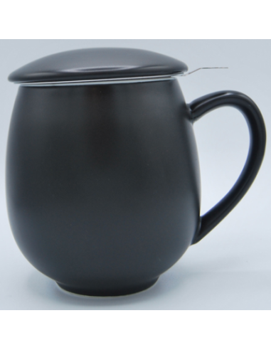 TAZA SAARA NEGRA MATE PORCELANA 0.35 L FILTRO Y TAPA