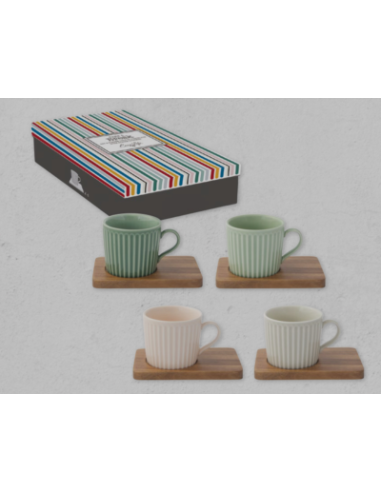 SET TAKE A BREAK 4 TAZAS ESPRESSO CON PLATO DE ACACIA 110 ML EASYLIFE