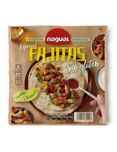 TORTILLA MAIZ ESPECIAL FAJITA SIN GLUTEN 200 GR NAGUAL