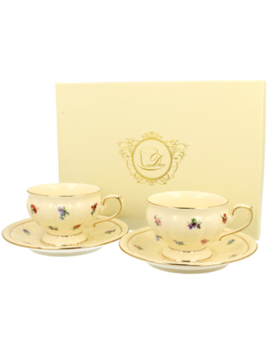 SET DE 2 TAZAS CON PLATO ENGLAND PORCELANA 0.220 L