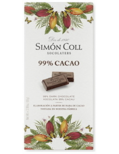 TABLETA CHOCOLATE 99% CACAO 85 GR. SIMON COLL