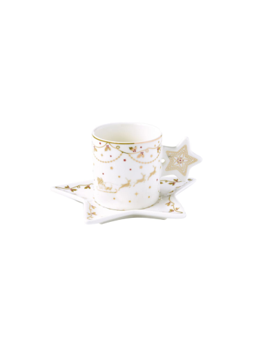 TAZA CON PLATO CHRISTMAS LIGHT 175 ML EASYLIFE
