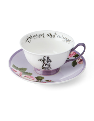 TAZA CON PLATO COLOR ALICIA EN EL PAÍS DE LAS MARAVILLAS 140 ML V&A