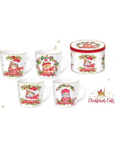 TAZA CHRISTMAS CATS 350 ML CON LATA EASY LIFE