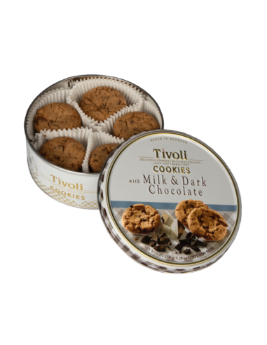 LATA GALLETAS MILK Y DARK CHOCOLATE TIVOLI 150 GR JACOBSEN