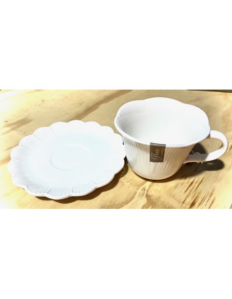 TAZA FLEURI WHITE CON PLATO 250 ML EASYLIFE