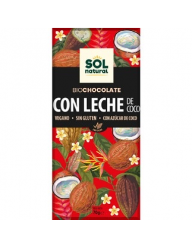 TABLETA CHOCOLATE CON LECHE DE COCO BIO 70 GR SOL NATURAL