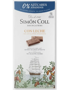 TABLETA CHOCOLATE CON LECHE SIN AZÚCAR AÑADIDO 85 GR....