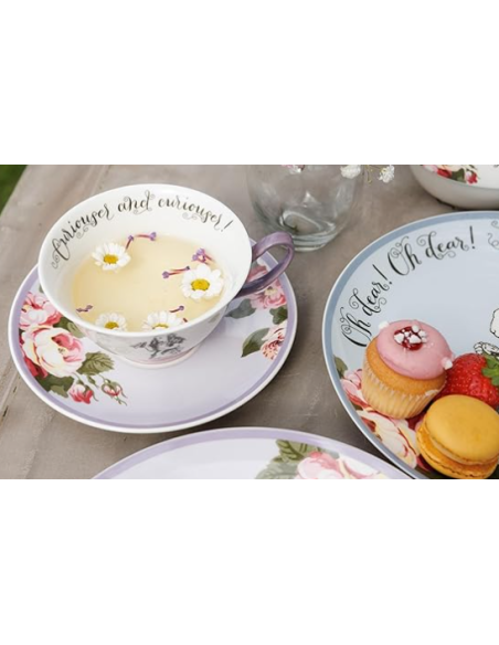 TAZA CON PLATO COLOR ALICIA EN EL PAÍS DE LAS MARAVILLAS 140 ML V&A