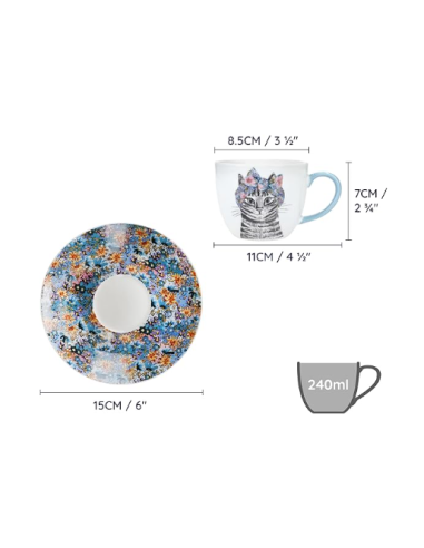 SET 2 TAZAS CON PLATO GATO Y PERRO...