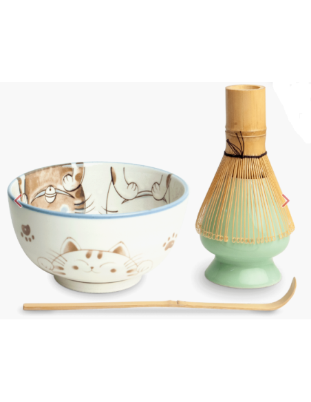 SET THREE CATS CERÁMICA PARA MATCHA 0.5 L