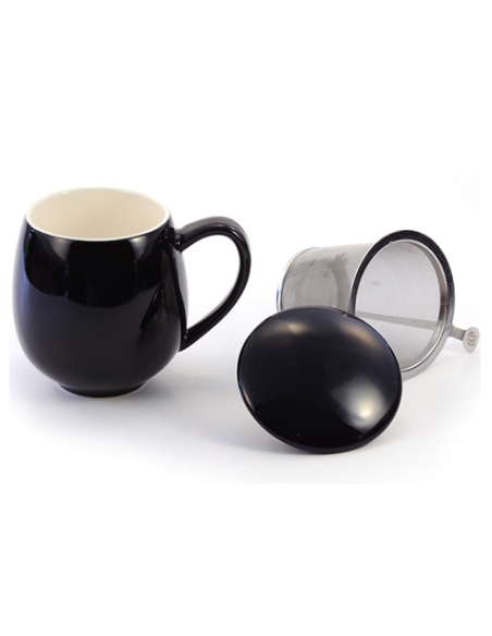 TAZA SAARA NEGRA MATE PORCELANA 0.35 L FILTRO Y TAPA