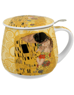 TAZA KLIMT KISS OCRE PORCELANA 0.4L FILTRO Y TAPA